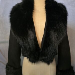 Chic Black Faux Fur Women's Teddy Jacket